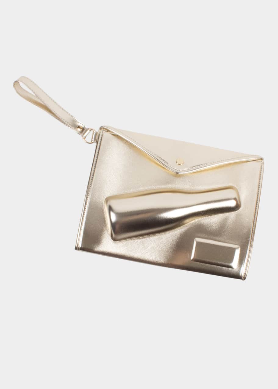 8 Oak Lane Champagne Gold Small Clutch Bergdorf Goodman