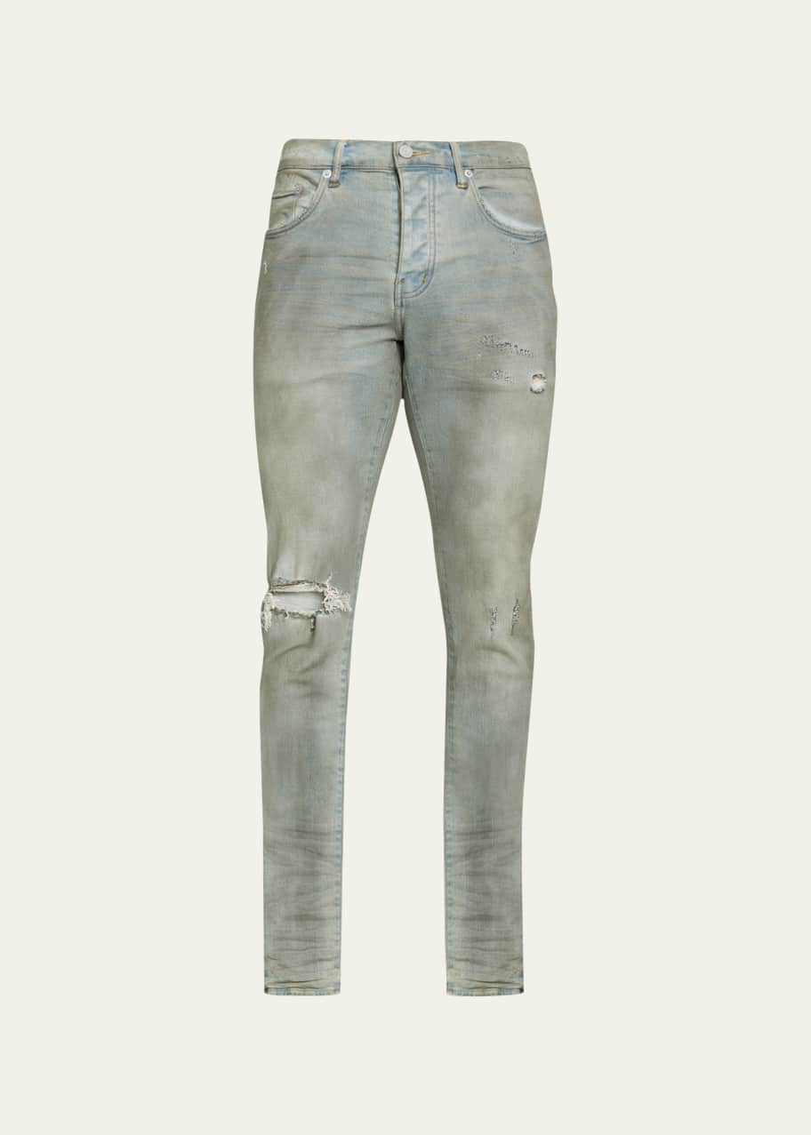 Image 1 of 1: Men's P001 Light Dirty Wax Skinny Jeans