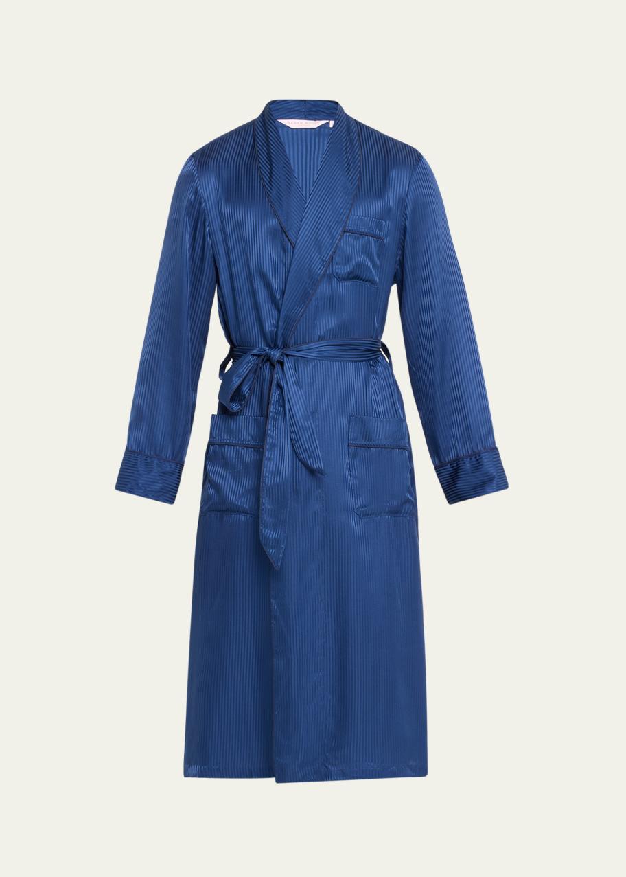 Derek Rose Woburn 8 Bengal-Stripe Silk Robe - Bergdorf Goodman