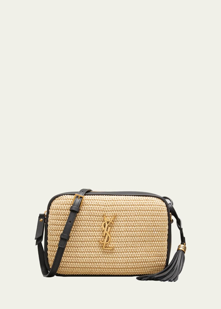 Lou Medium YSL Monogram Raffia Camera Bag