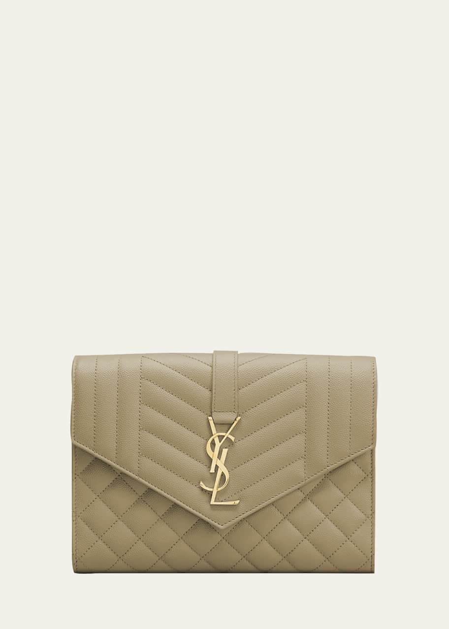 Saint Laurent YSL Monogram Quilted Envelope Clutch Bag Bergdorf Goodman