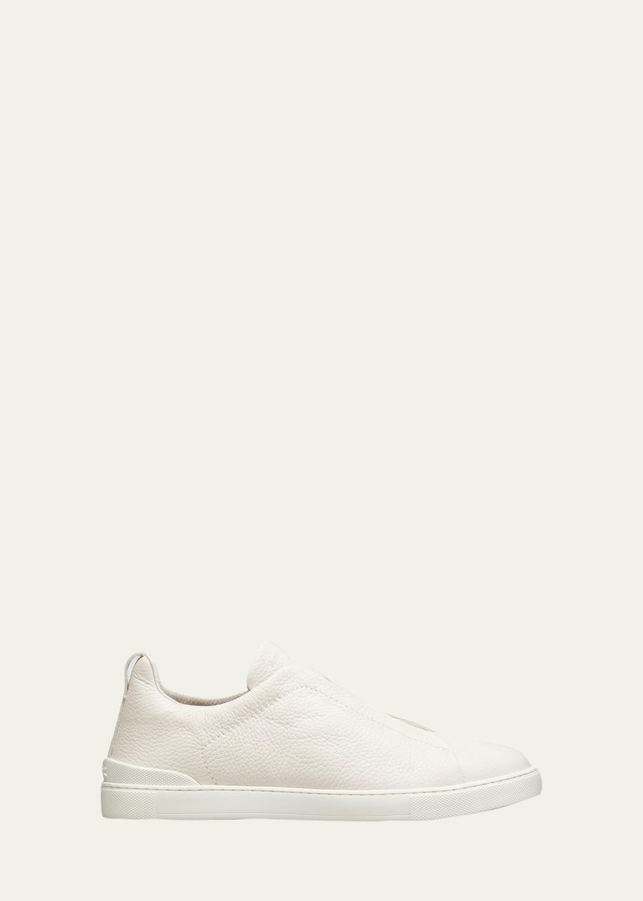 ZEGNA Men's Triple Stitch Deerskin Leather Sneakers - Bergdorf Goodman