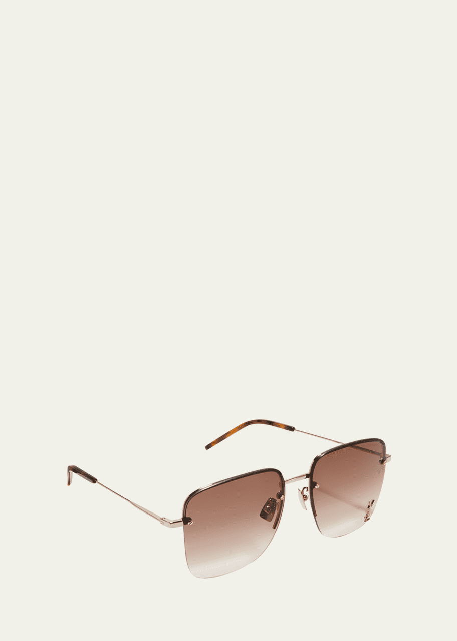 Saint Laurent YSL Rimless Square Metal Sunglasses