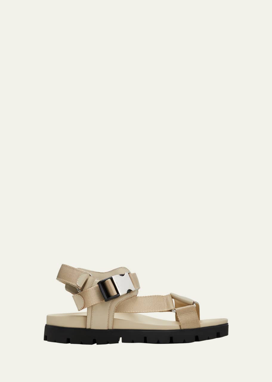 Prada leather sales and nylon sandals