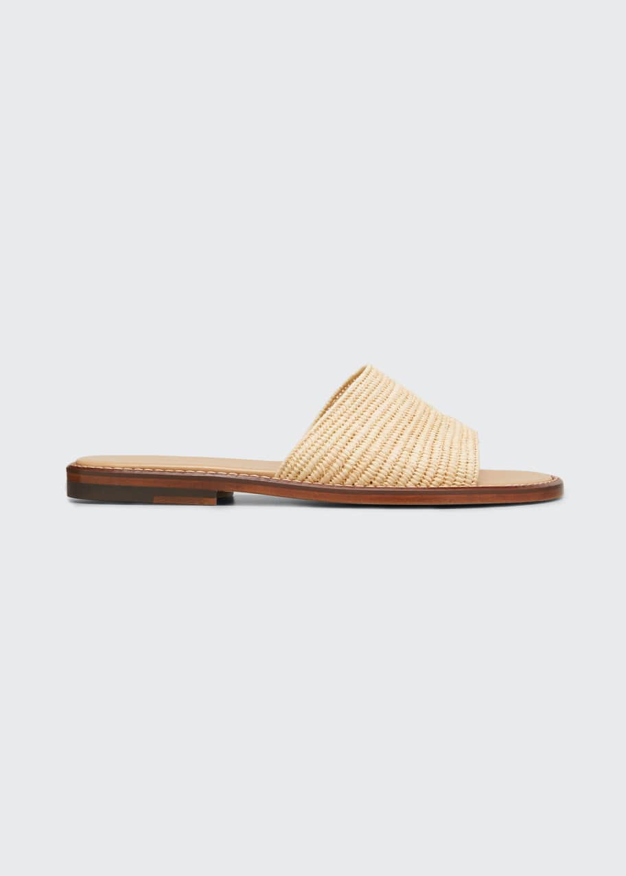 manolo blahnik safina raffia slide sandals