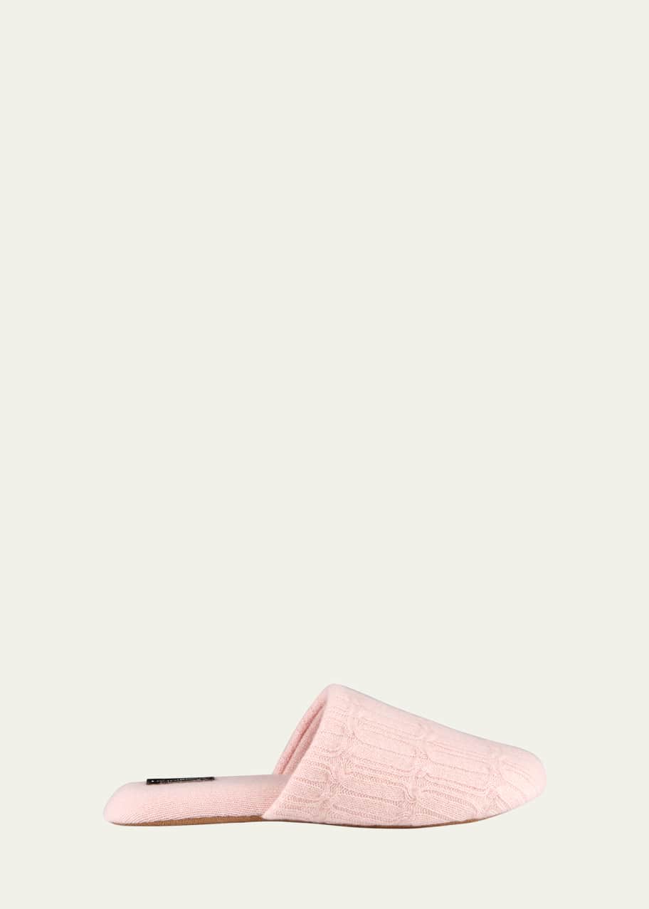 Minnie Rose Cable Knit Cashmere Slippers Bergdorf Goodman