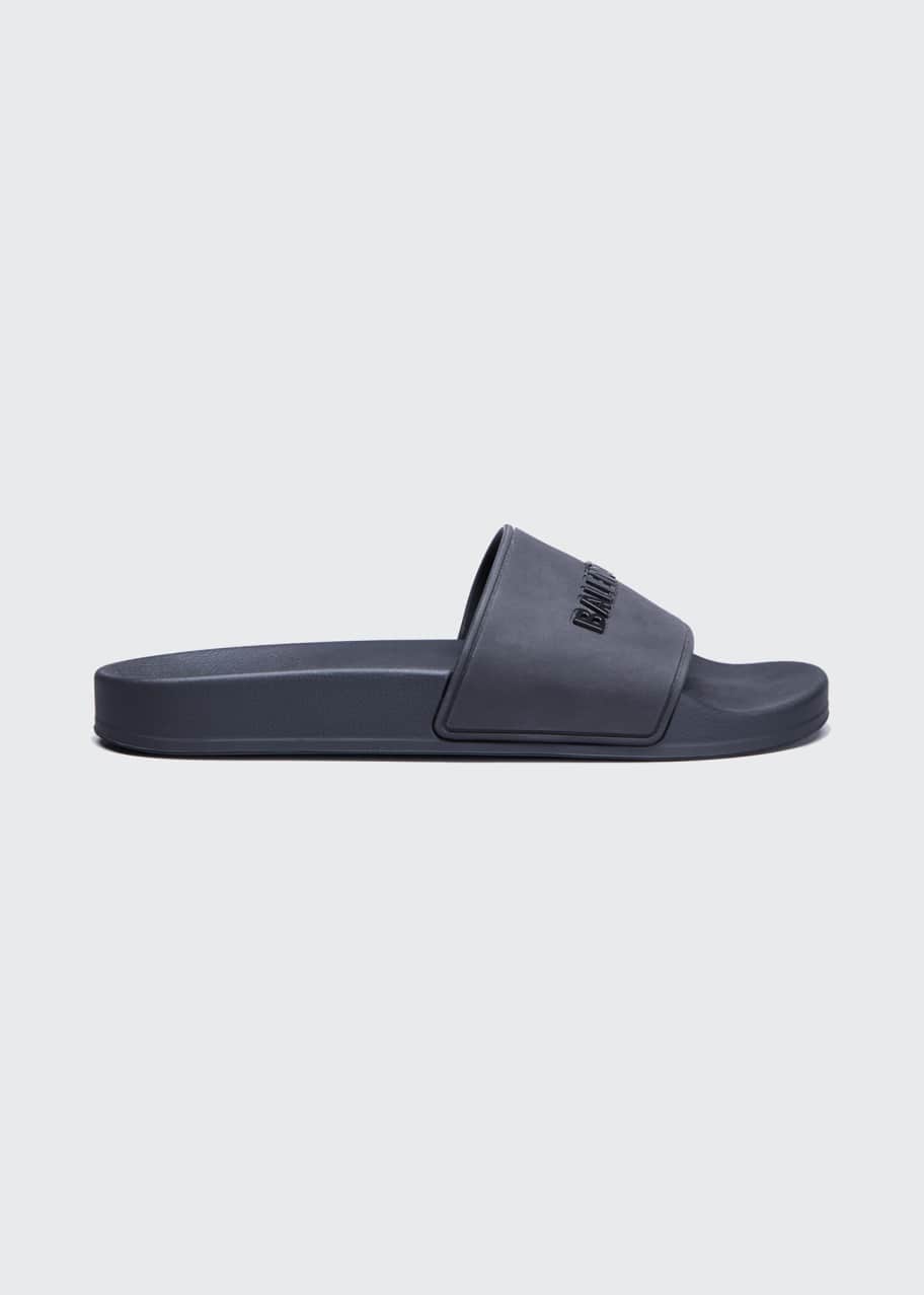 Balenciaga logo flat pool slide sandals new arrivals