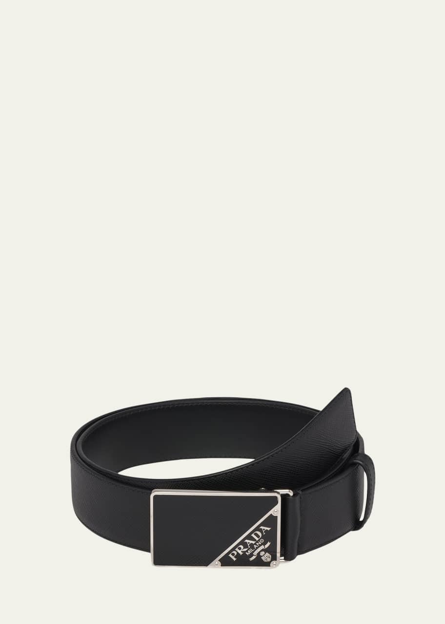 Prada Men s Saffiano Buckle Belt Bergdorf Goodman