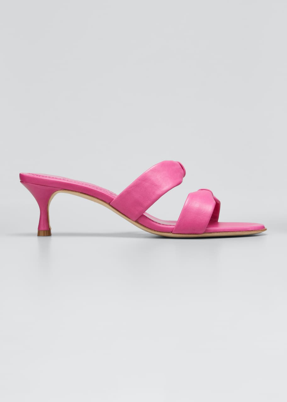 Manolo Blahnik Pallera Dual-Bow Slide Heel Sandals - Bergdorf Goodman