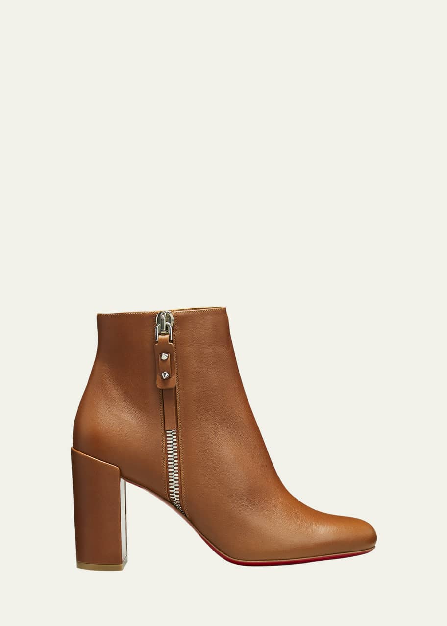 Christian Louboutin Ziptotal Calfskin Red Sole Booties - Bergdorf