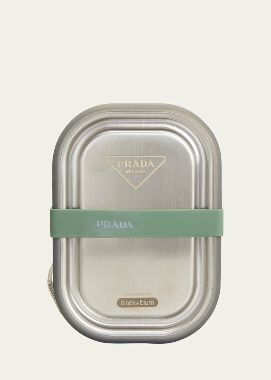 Prada X Black + Blum silver tone logo lunch box