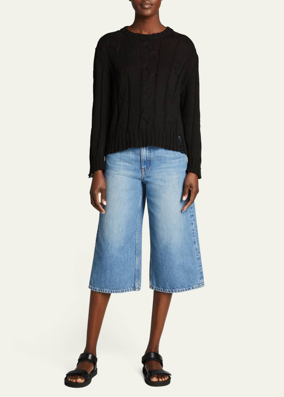 Christina Lehr Suss Distressed Cable-Knit Sweater - Bergdorf Goodman