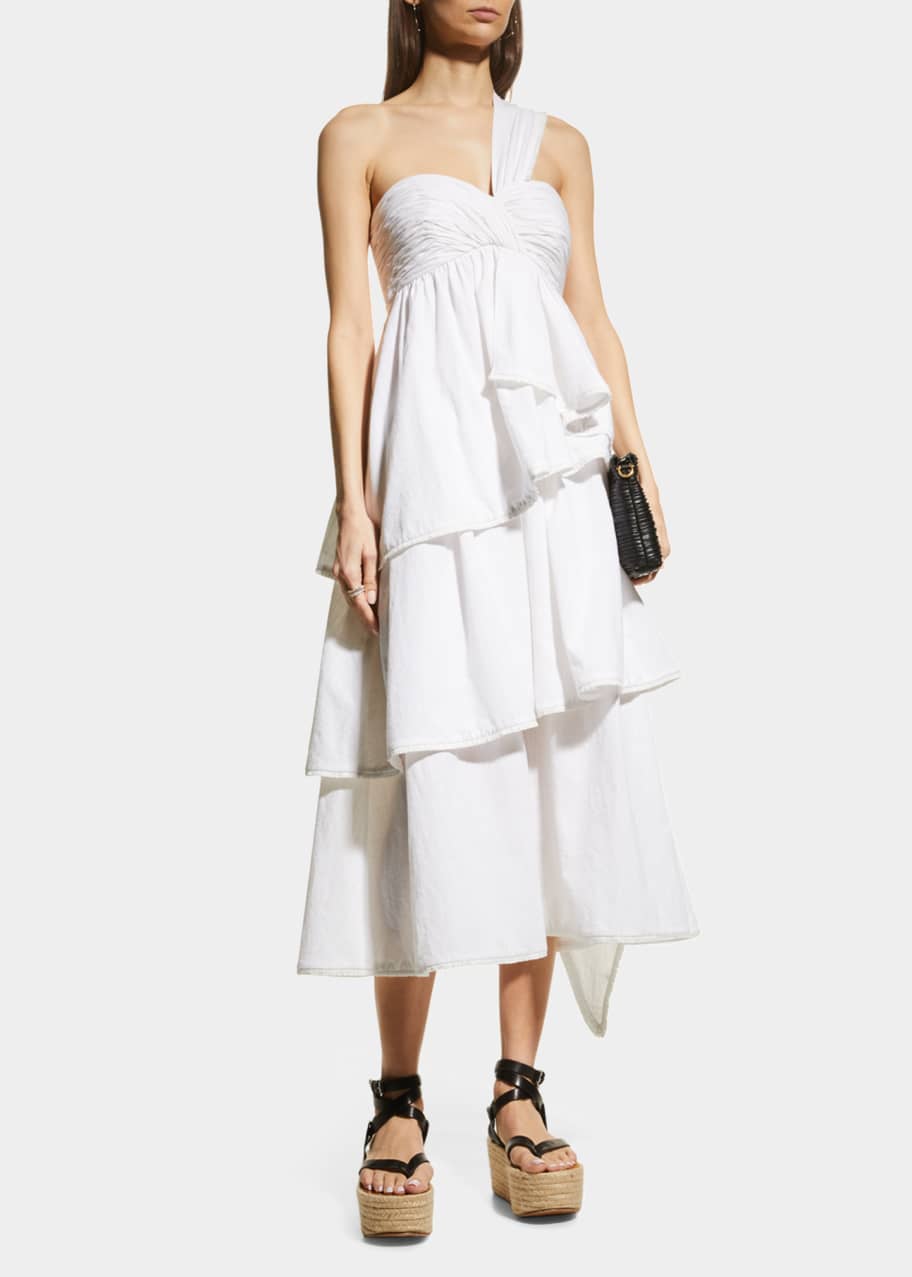 Cinq a Sept Sori Tiered Cotton One-Shoulder Dress - Bergdorf Goodman
