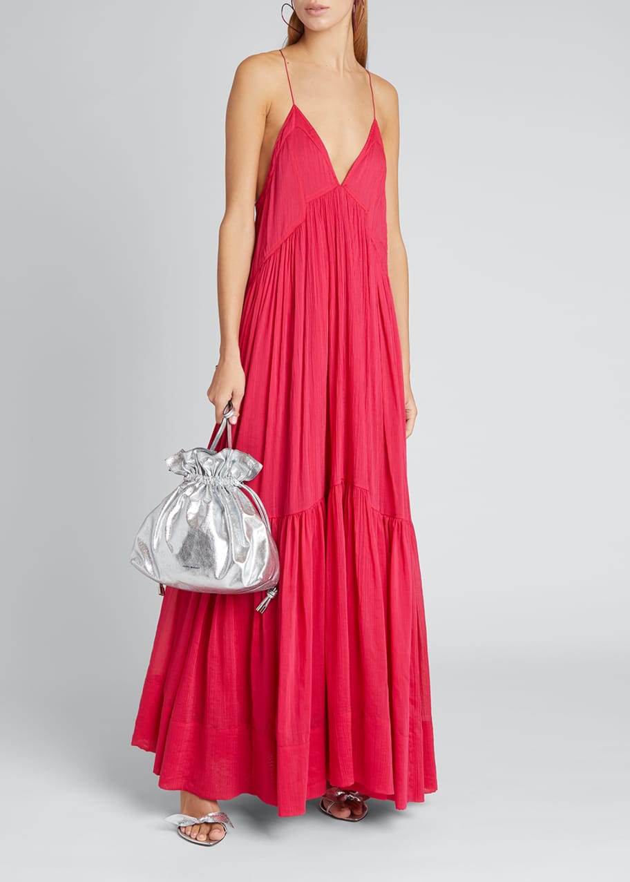 knee length dresses for ladies White Floral Shoulder Tie Deep V-Neck Tiered Maxi Dress  PinkBlush