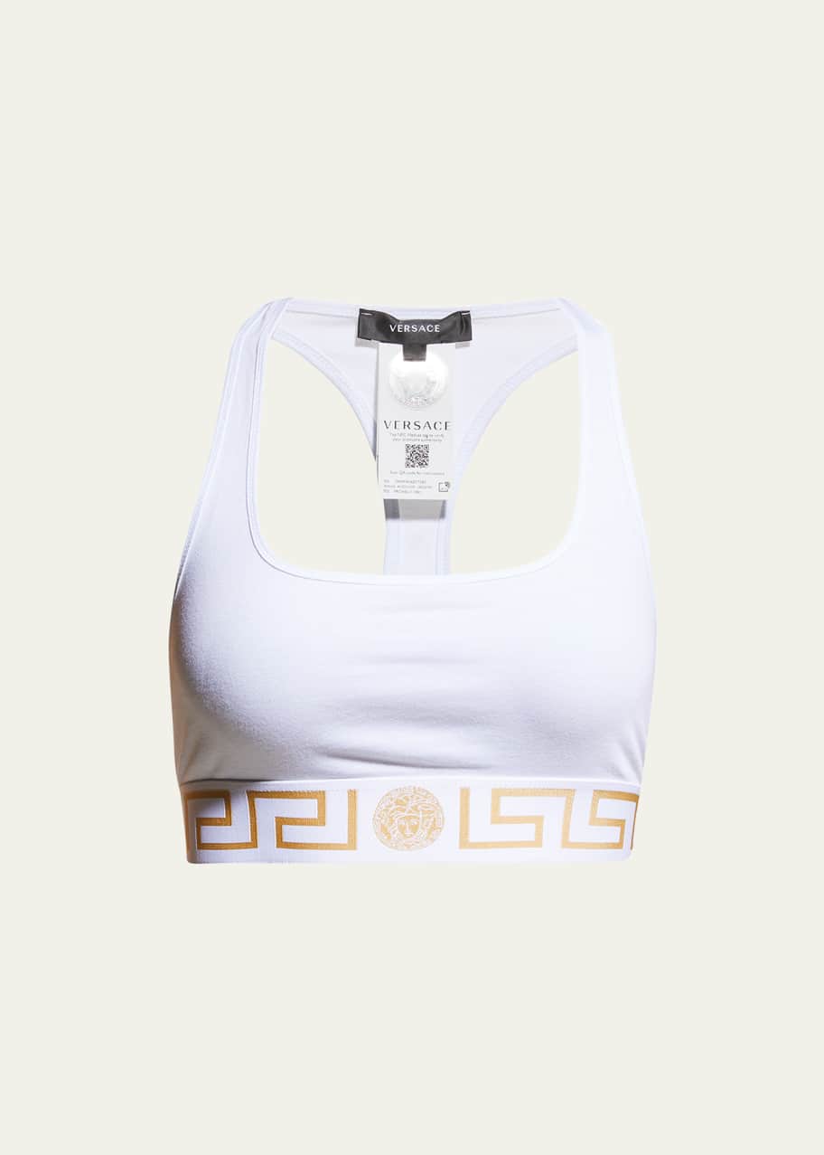 Versace Greca Border Racerback Sports Bra - Bergdorf Goodman