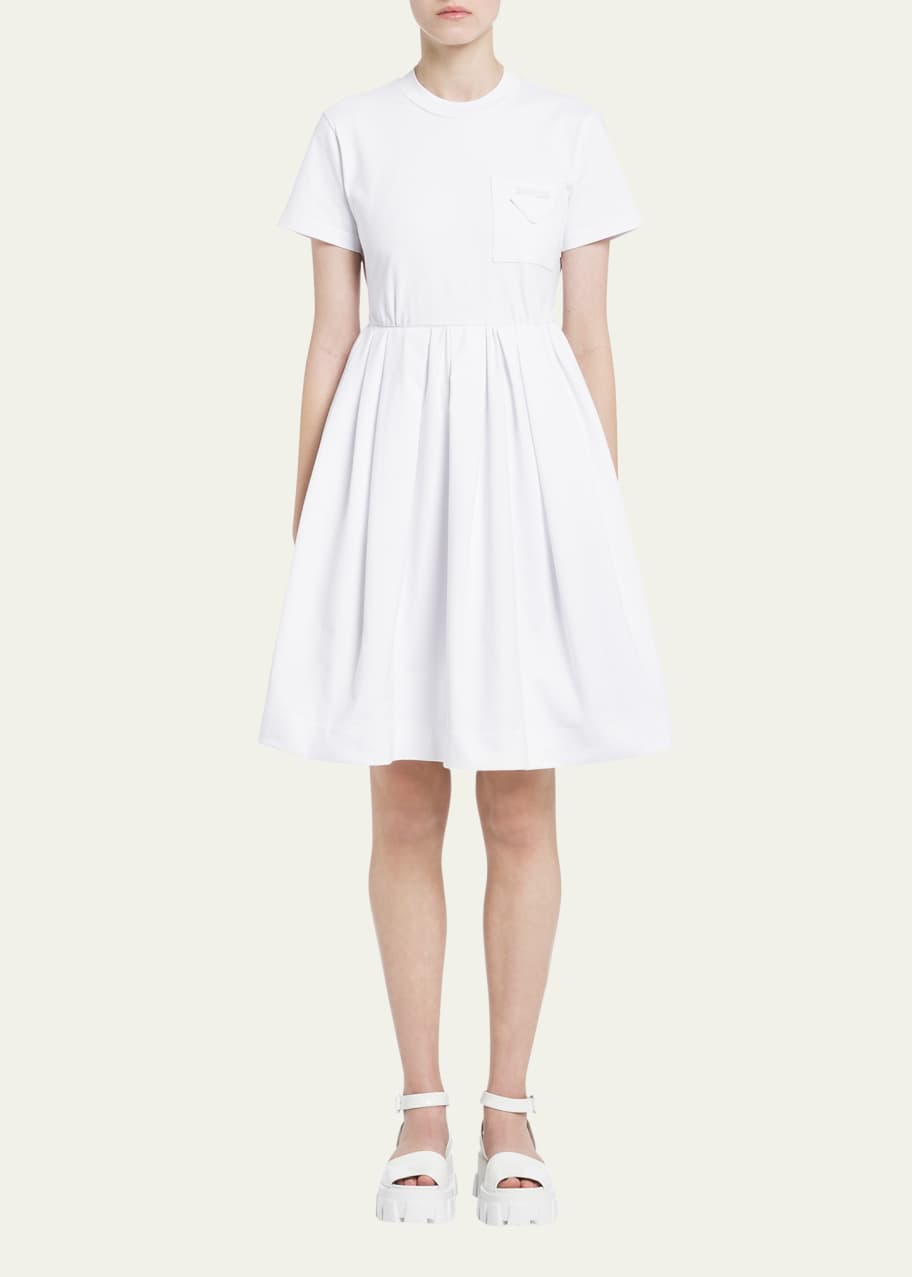 Prada Cutout-Back Cotton Jersey A-Line Dress - Bergdorf Goodman