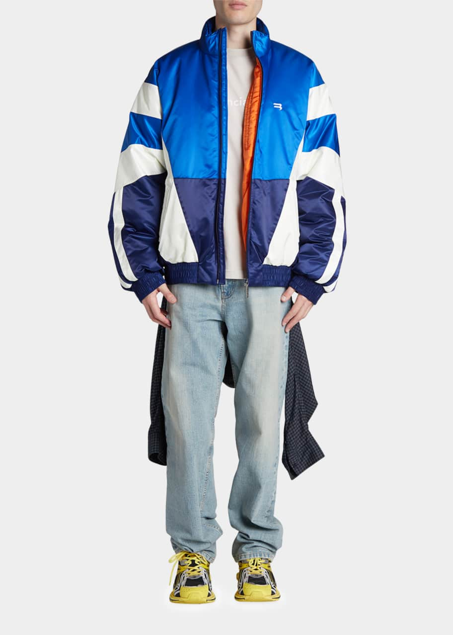 Men's Colorblock Nylon Puffer Track Jacket