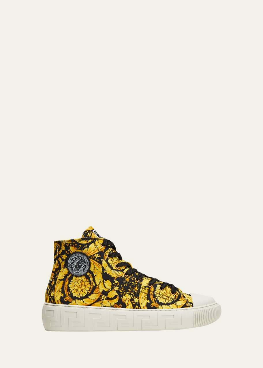 Versace Men's Barocco-Print High-Top Sneakers Bergdorf Goodman