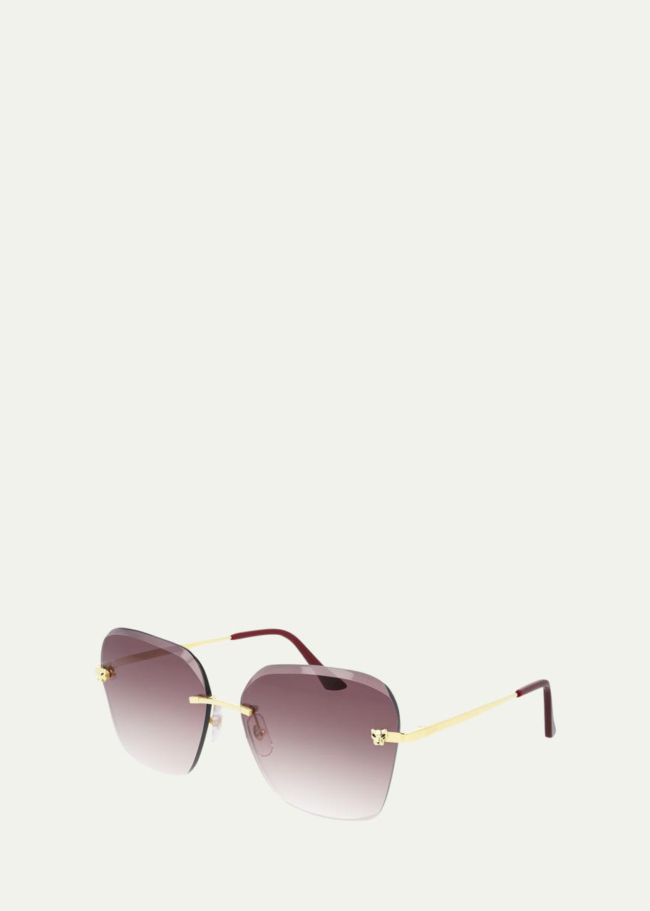 Cartier Rimless Geometric Metal Sunglasses - Bergdorf Goodman