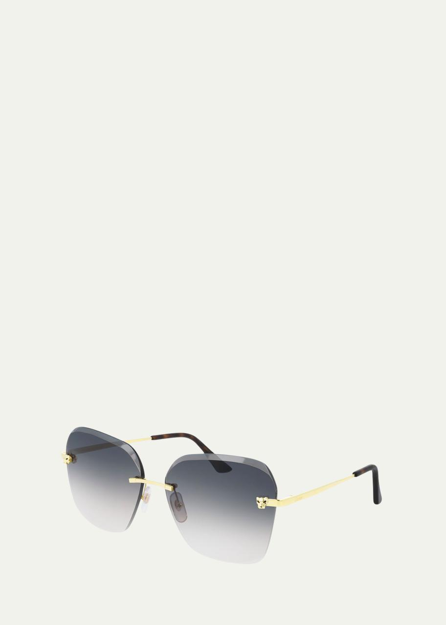 Cartier Rimless Geometric Metal Sunglasses - Bergdorf Goodman