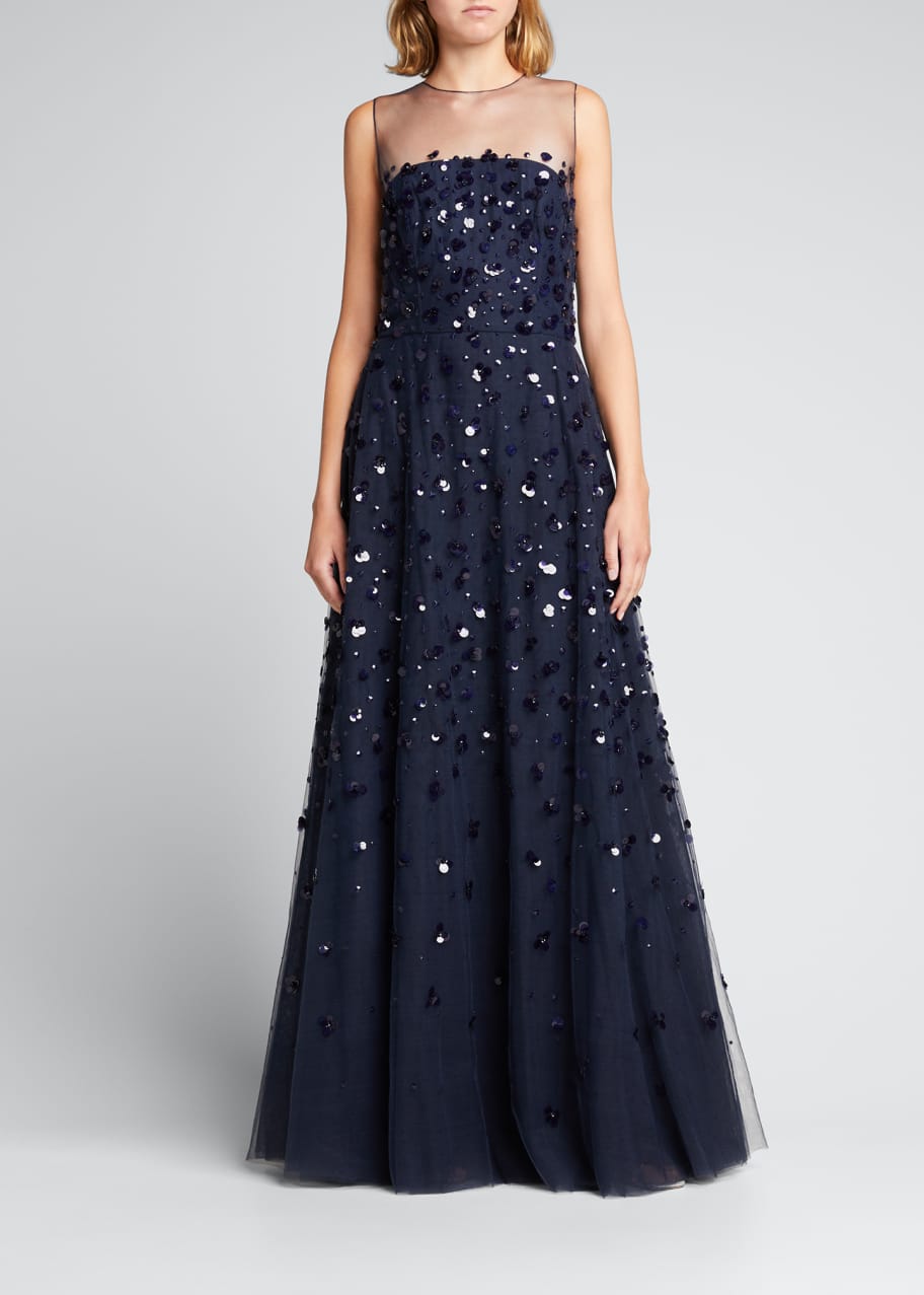 carolina herrera blue sequin dress Carolina Herrera Navy Gown