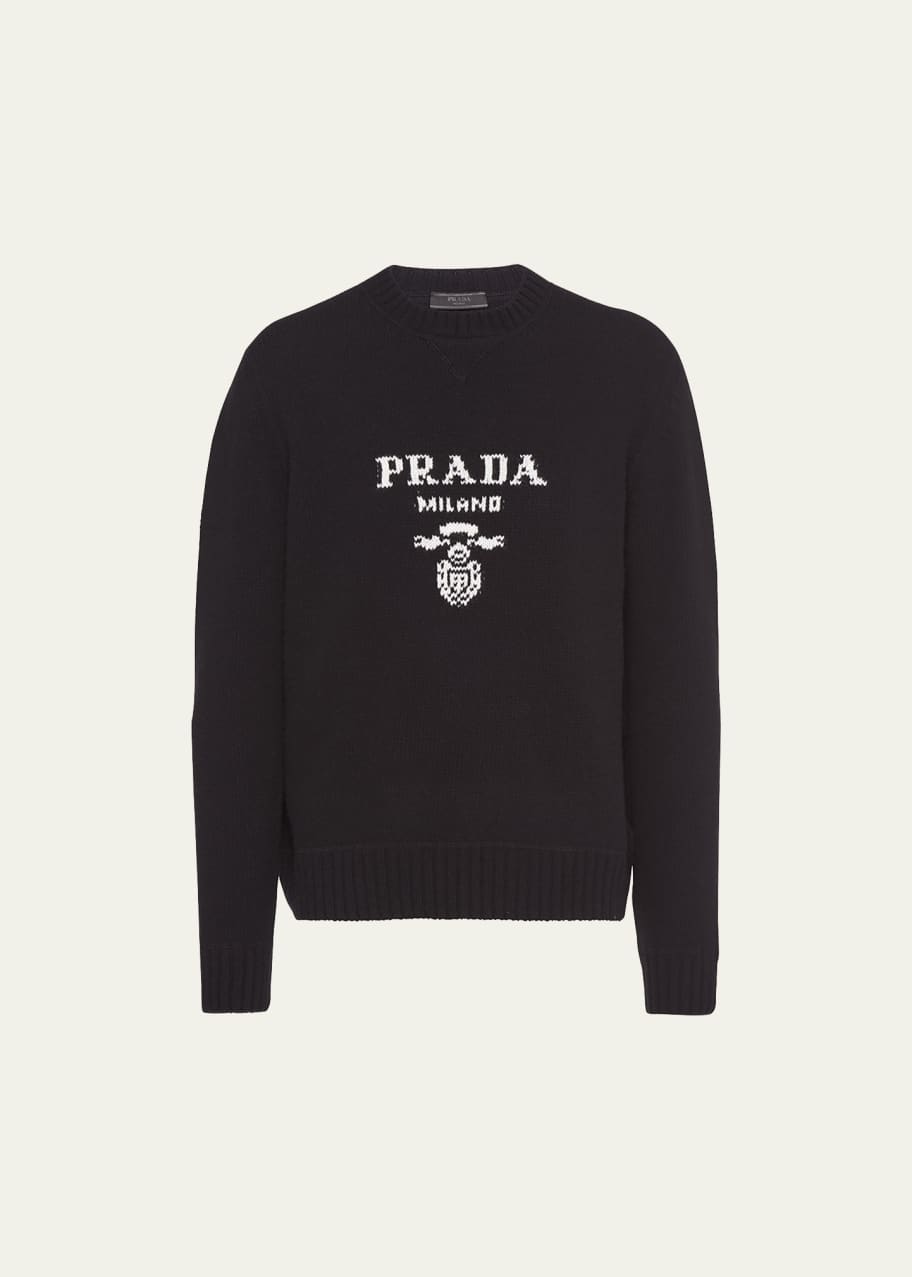 Prada Men's Wool-Cashmere Logo Sweater - Bergdorf Goodman
