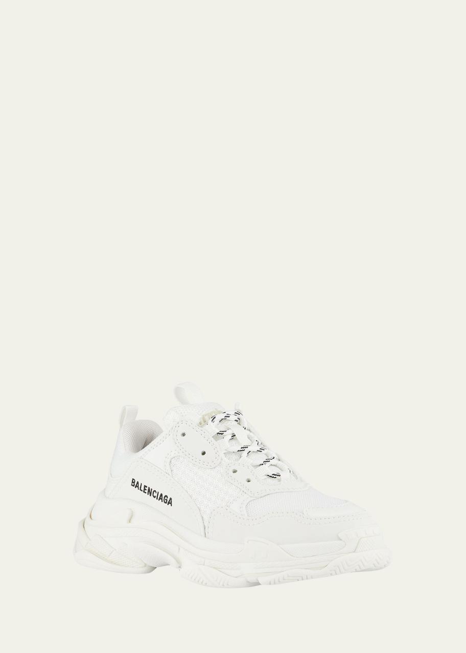 Balenciaga Kid's Triple S Tonal Mix-Media Chunky Sneakers, Toddler