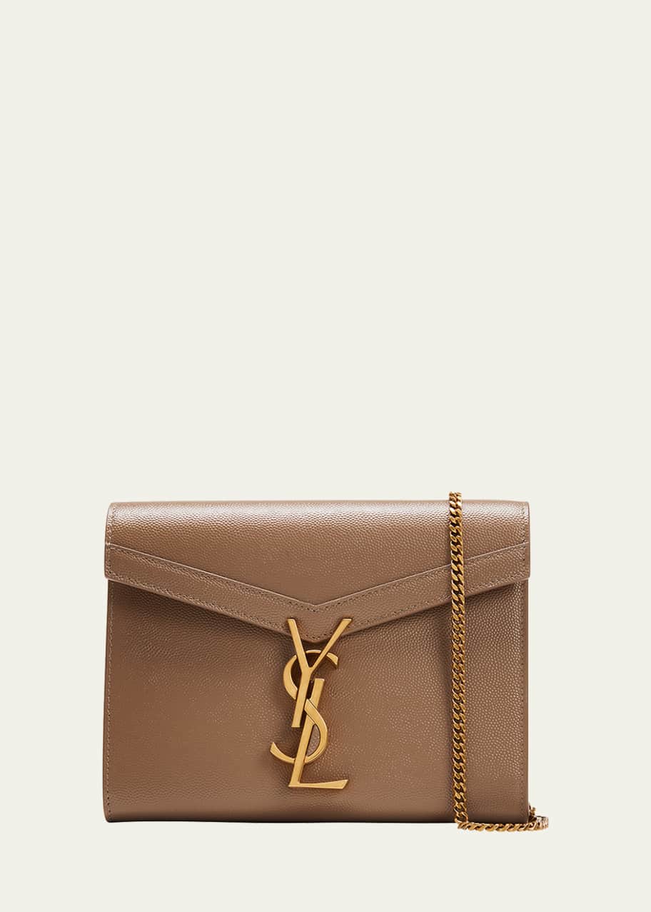 Saint Laurent Cassandra Mini YSL Wallet on Chain in Grained