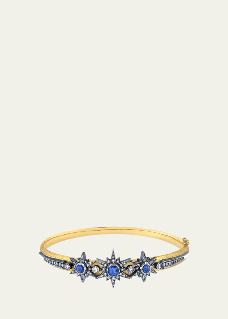 Image 1 of 1: Sapphire and Diamond Starburst Bangle