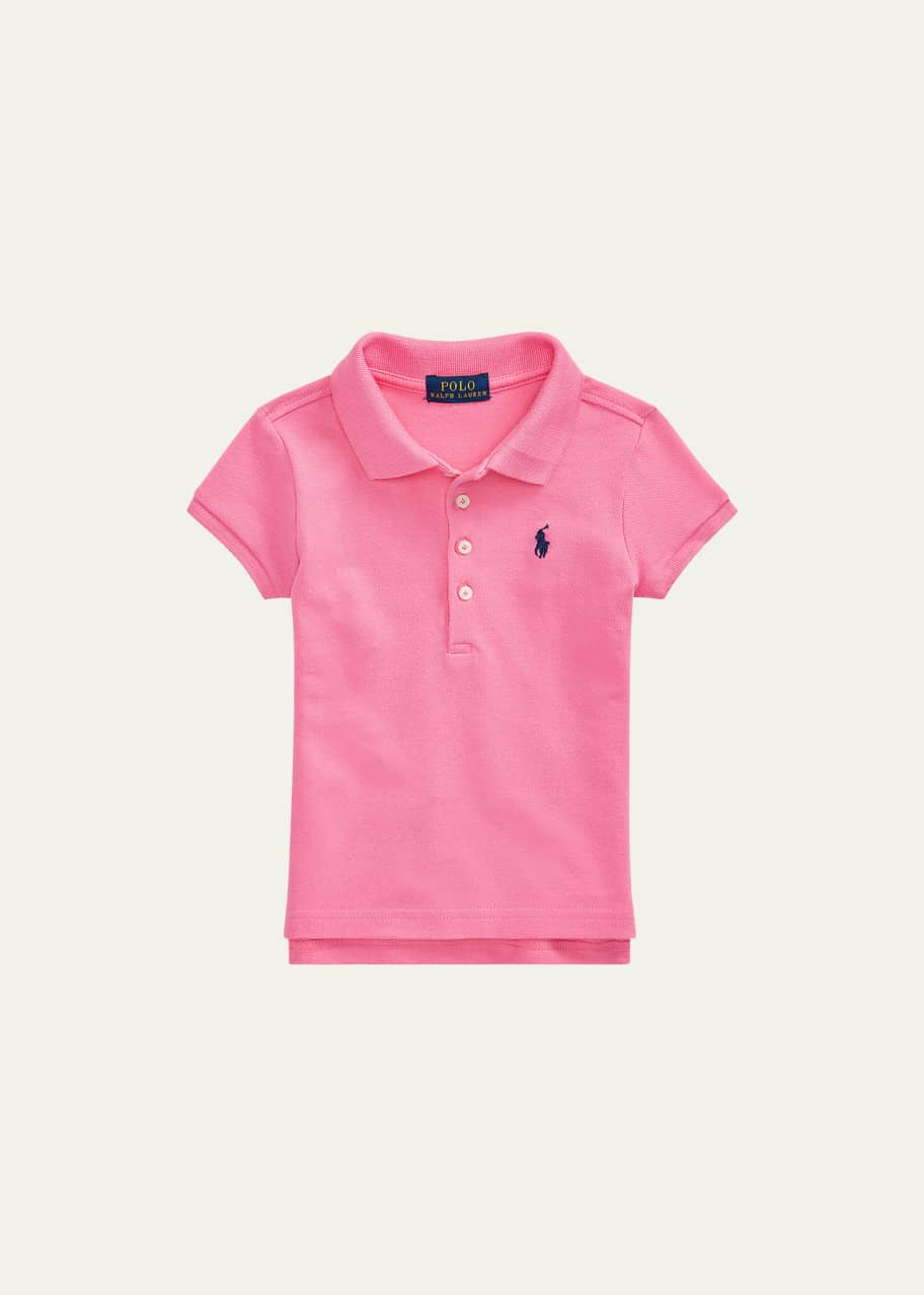 Image 1 of 1: Girl's Short-Sleeve Knit Polo Shirt, Size 2-4