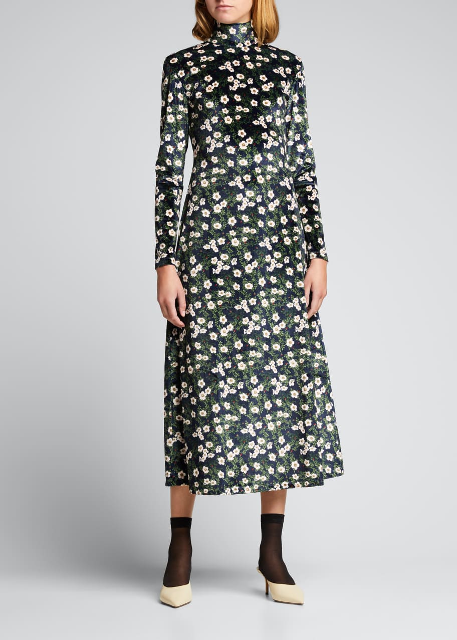 floral velvet midi dress Elisa Floral Velvet Midi Dress