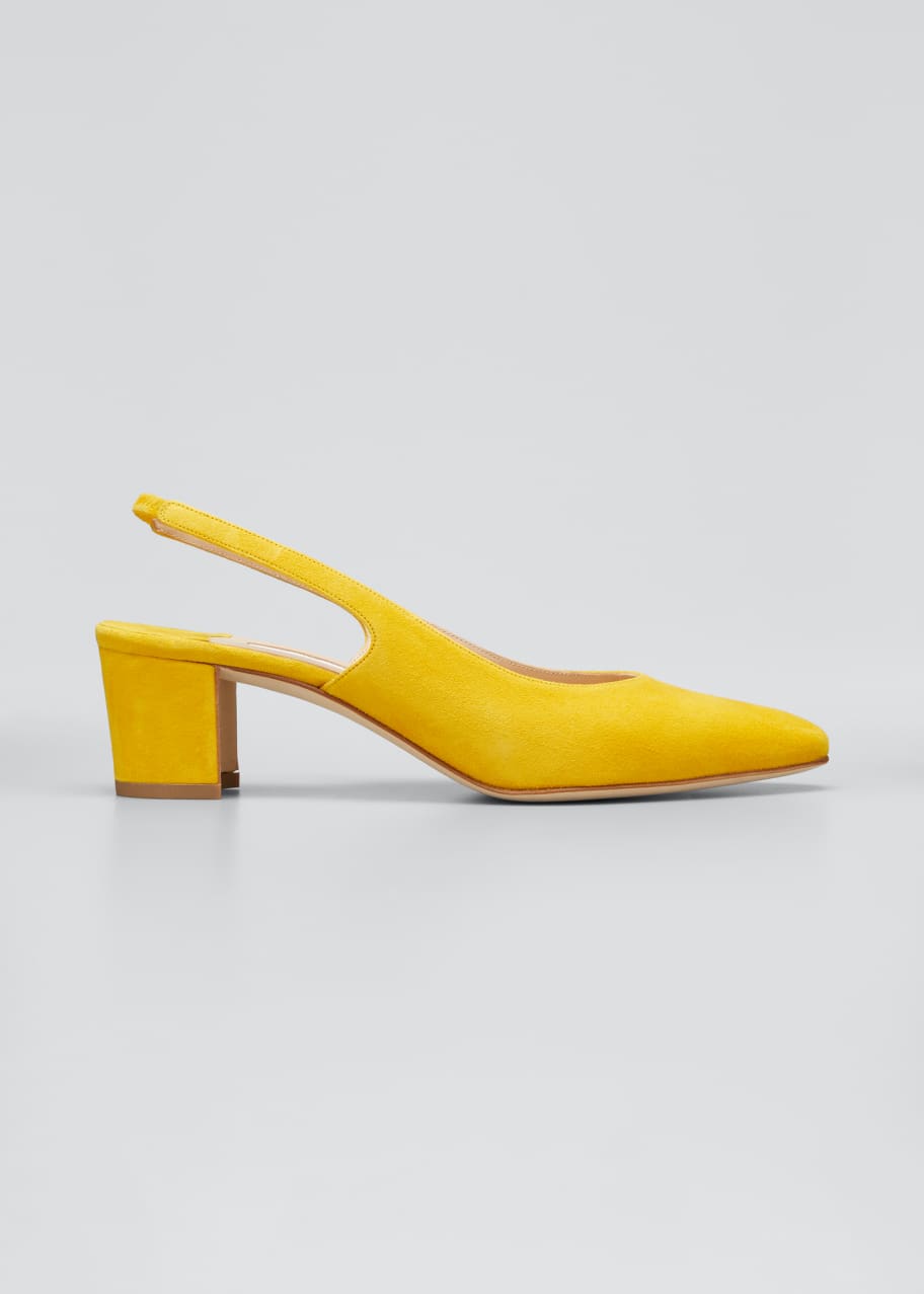Manolo Blahnik Allurasan Suede Slingback Pumps Yellow Bergdorf