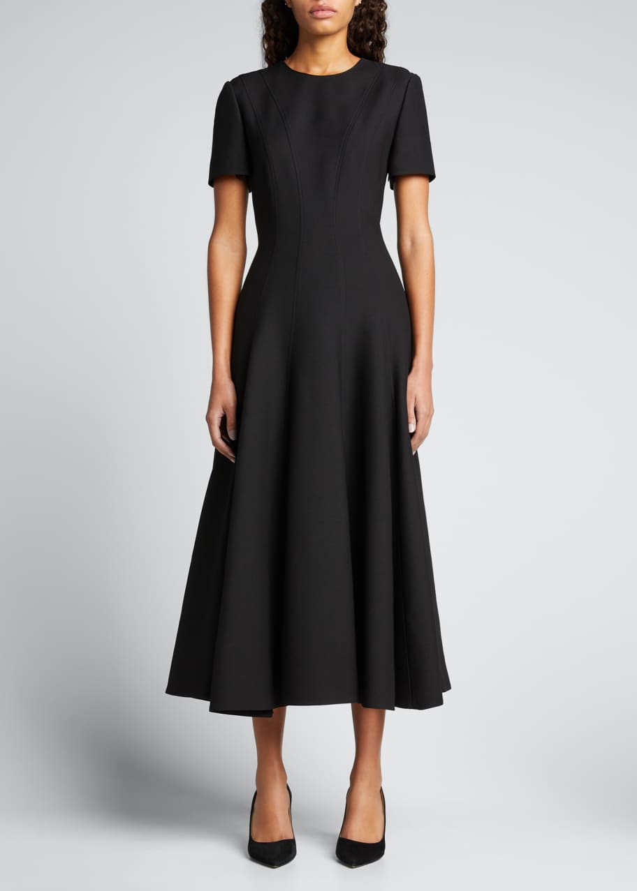 Valentino Garavani Seamed A-Line Wool-Blend Midi Dress