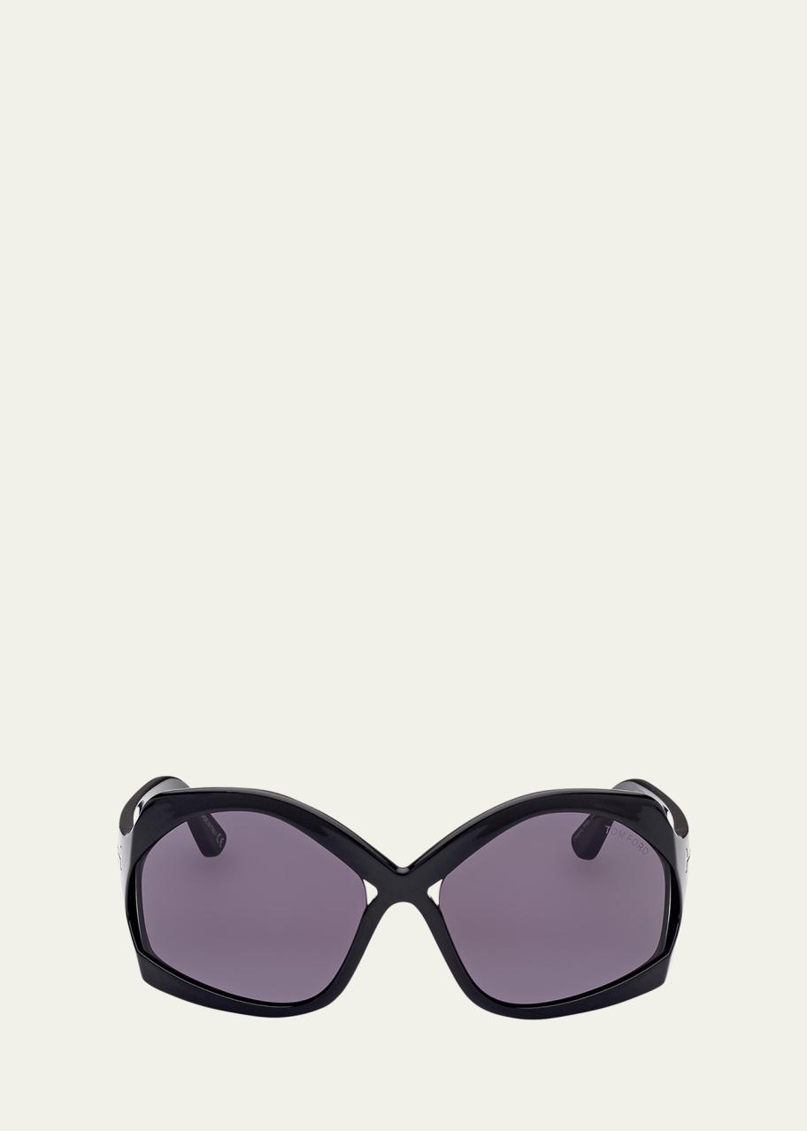 TOM FORD Cheyenne Cross-Bridge Acetate Butterfly Sunglasses  display picture 3