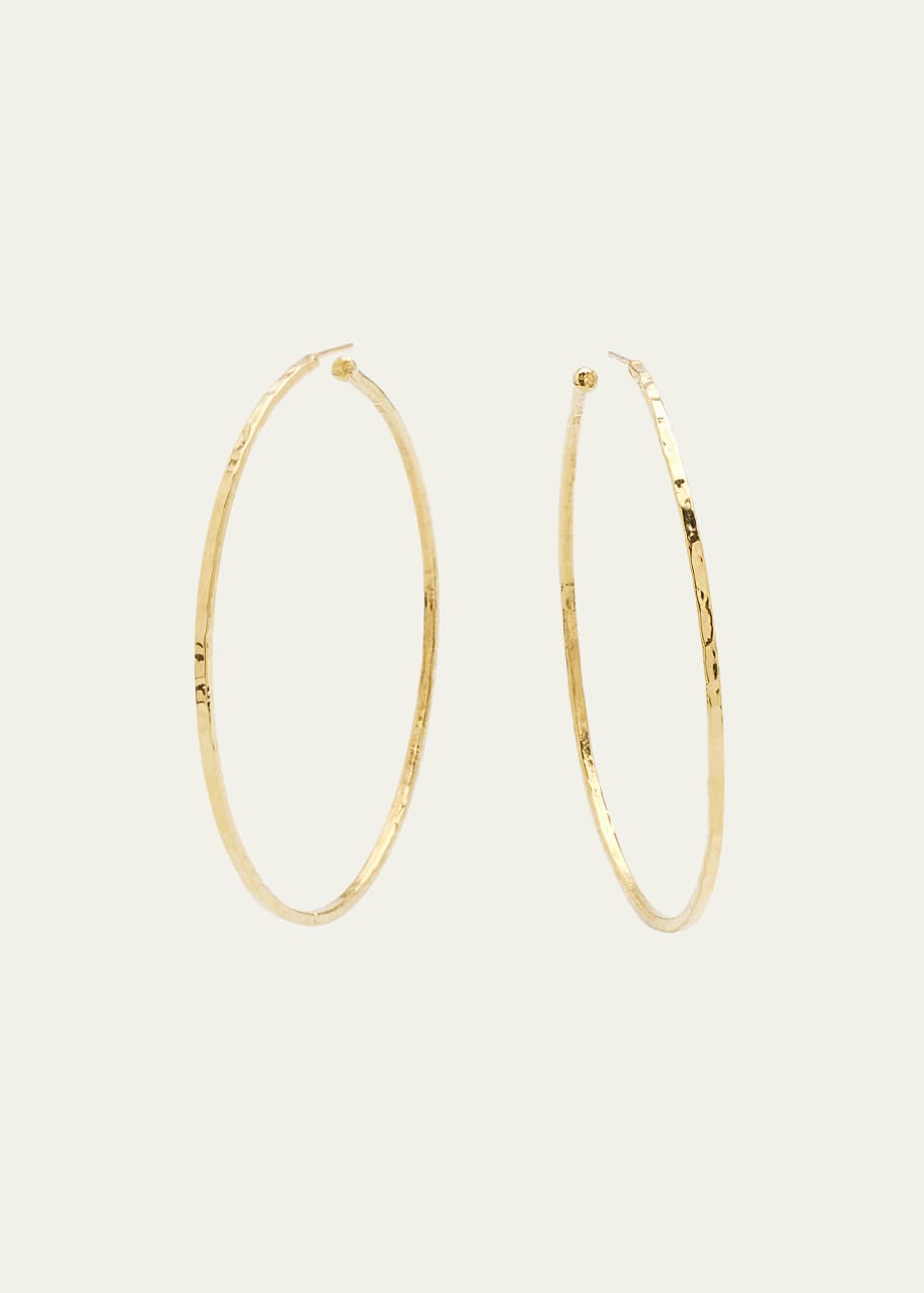 Image 1 of 1: Medium Hammered Bangle Hoop Earrings