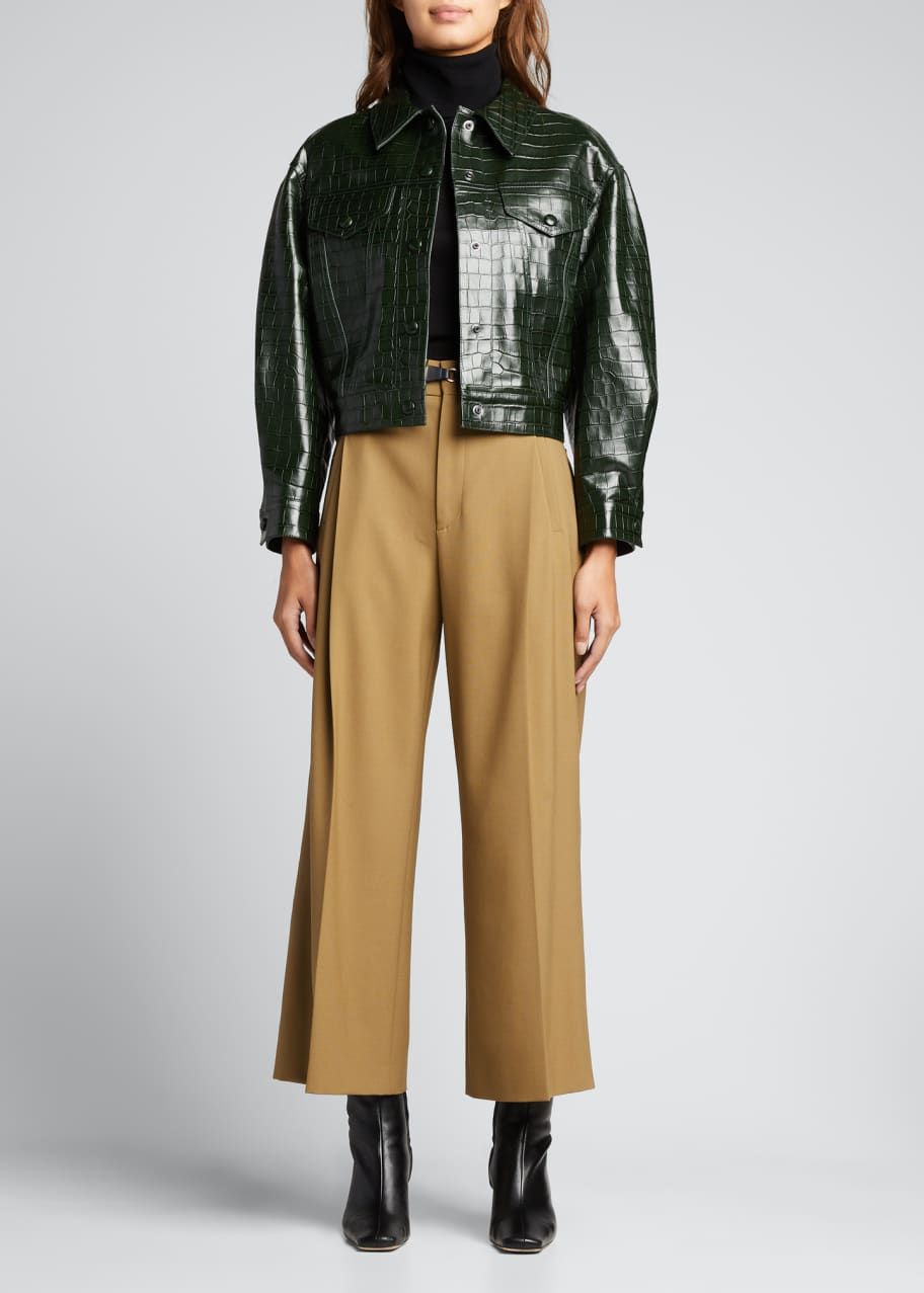 Chloe Cropped CrocodileEmbossed Leather Jacket Bergdorf Goodman