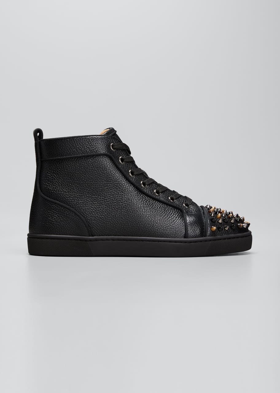 Christian Louboutin Men's Louis Orlato Spike Red Sole High-Top Sneakers ...