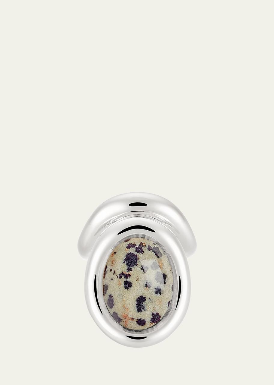 Charlotte Chesnais Neo Turtle Large Ring in Silver and Dalmatian 