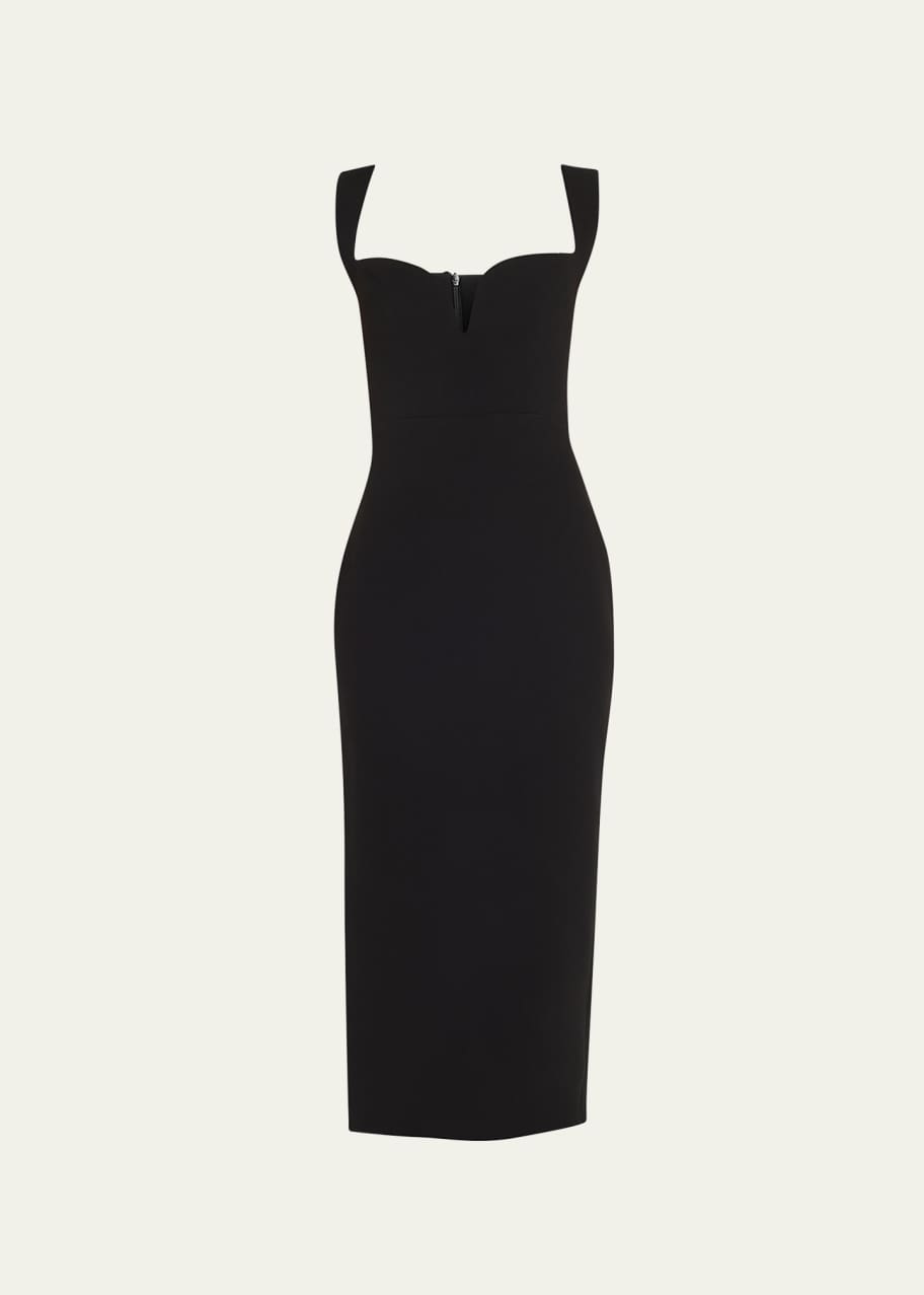 Alex Perry Sweetheart-Neck Crepe Sheath Midi Dress - Bergdorf Goodman