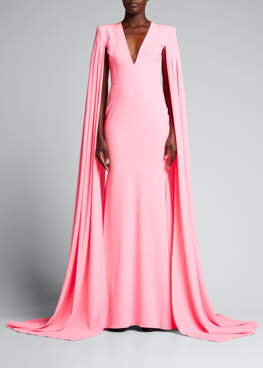 Alex Perry Cape Sleeve Crepe Trumpet Gown Bergdorf Goodman