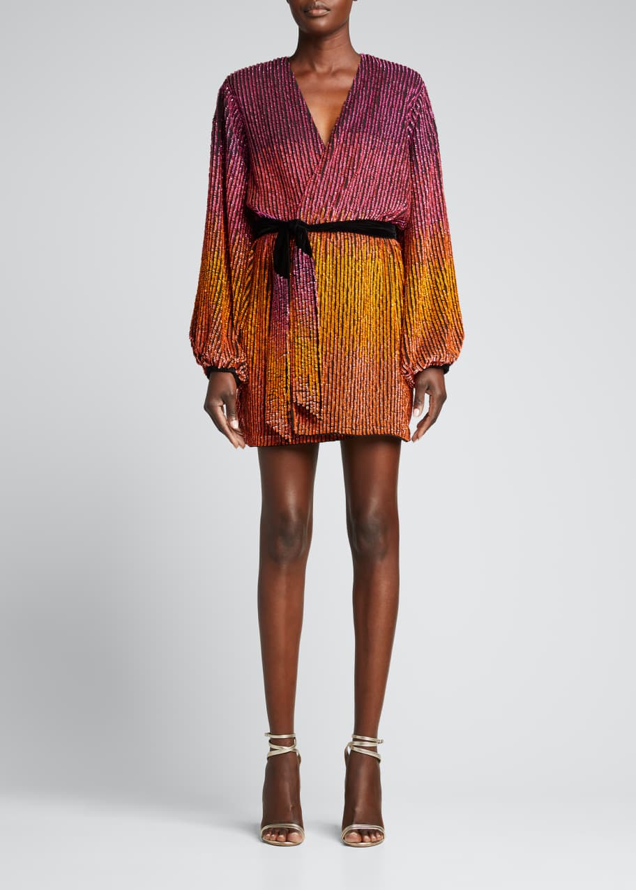 Retrofete Gabrielle Sequin-Embellished Belted Robe Dress - Bergdorf Goodman