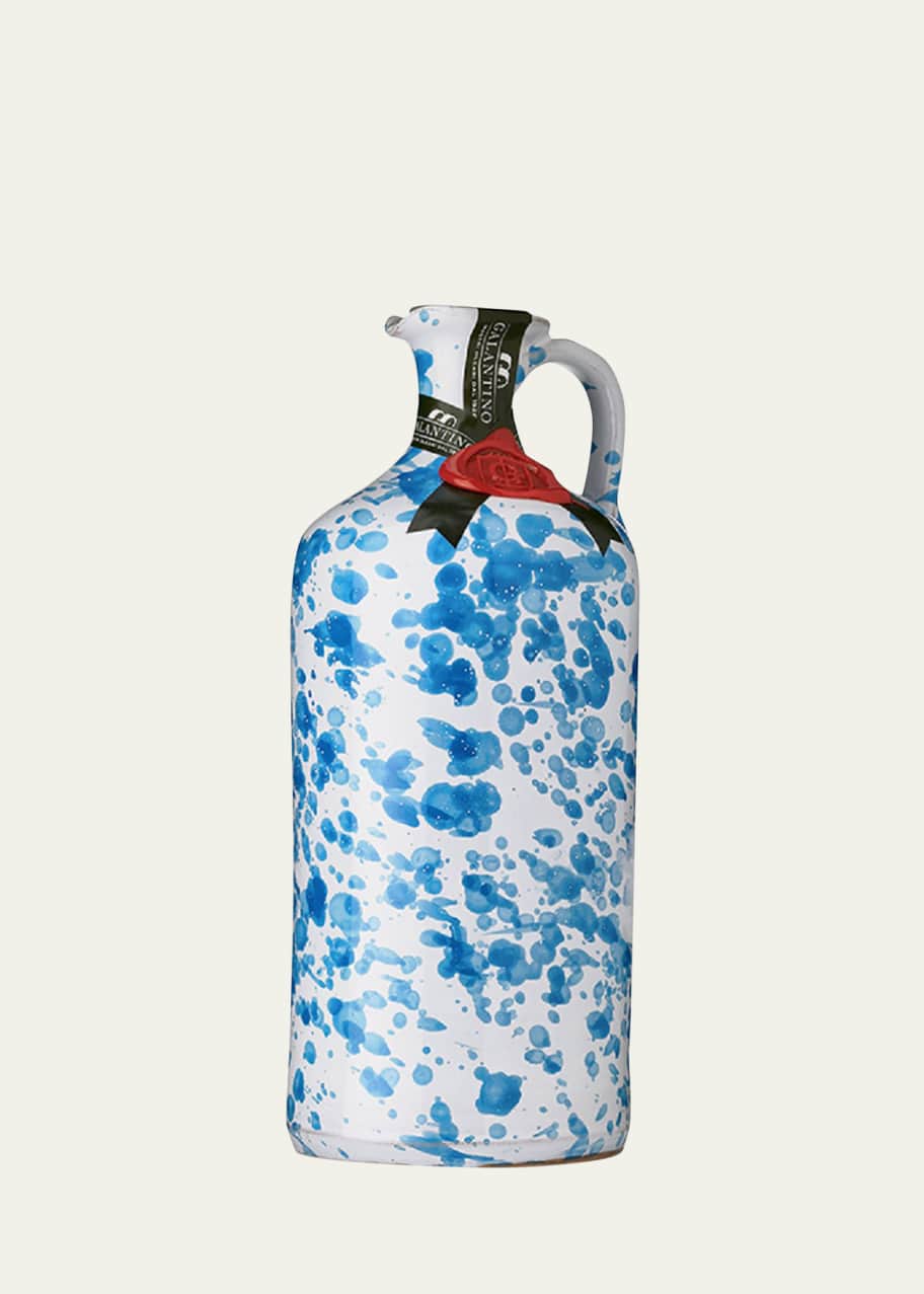 Image 1 of 1: Hand-Painted Turquoise Ceramic Bottle with Extra Virgin Olive Oil