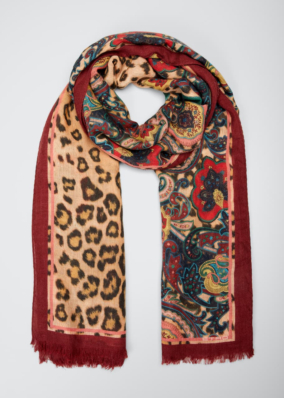 ETRO paisley-print cashmere scarf - Orange