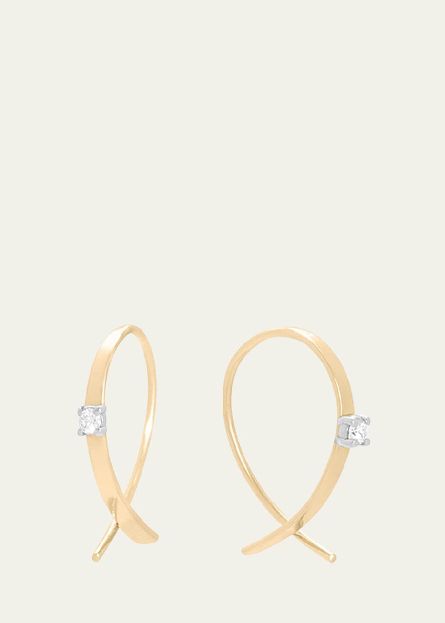 Image 1 of 1: Solo Mini Flat Upside Down Hoops with Diamonds