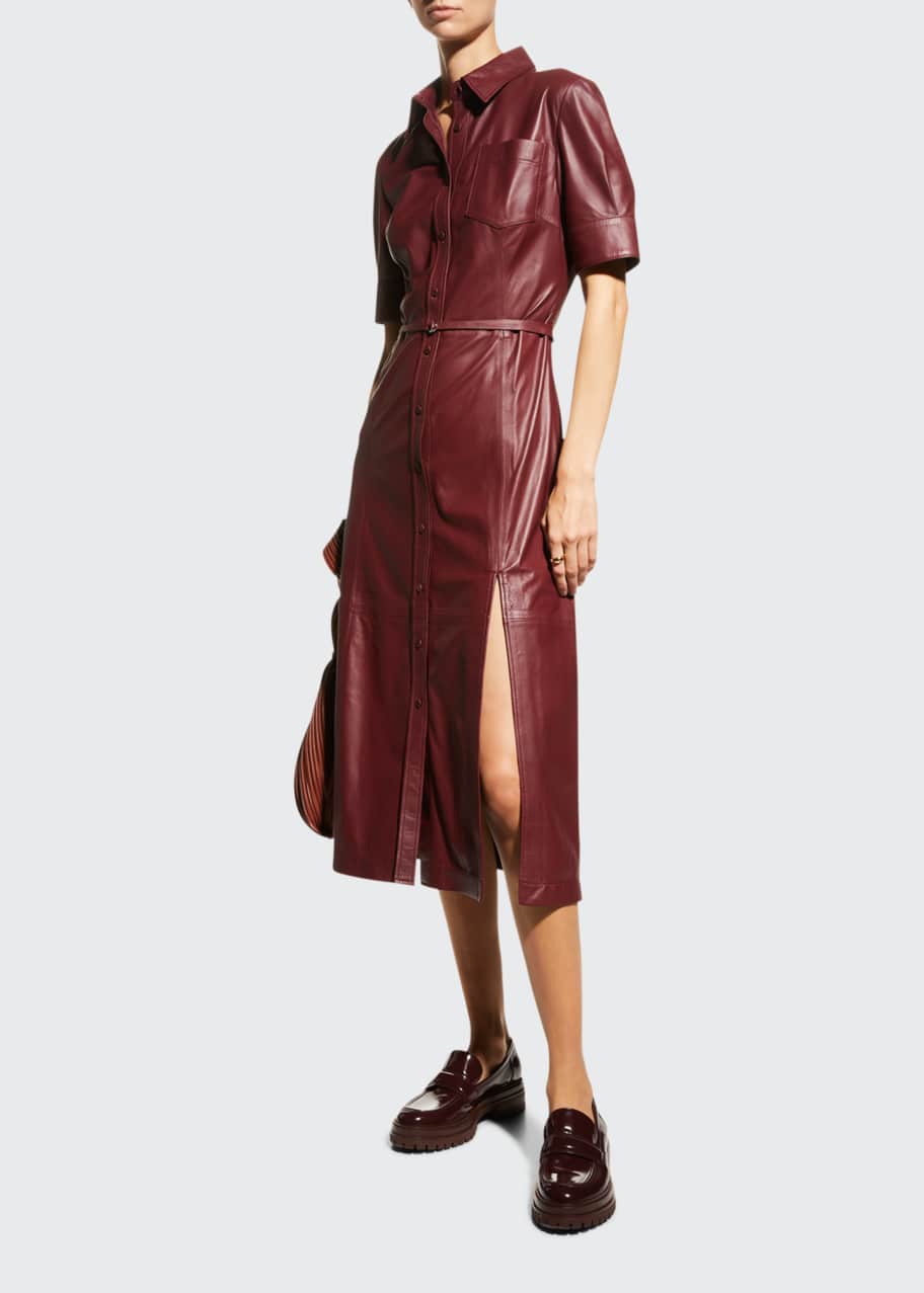 Altuzarra Leather Belted Midi Dress - Bergdorf Goodman