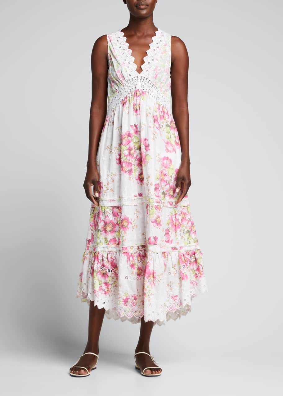 LoveShackFancy Oakley Floral-Print Lace Midi Dress - Bergdorf Goodman