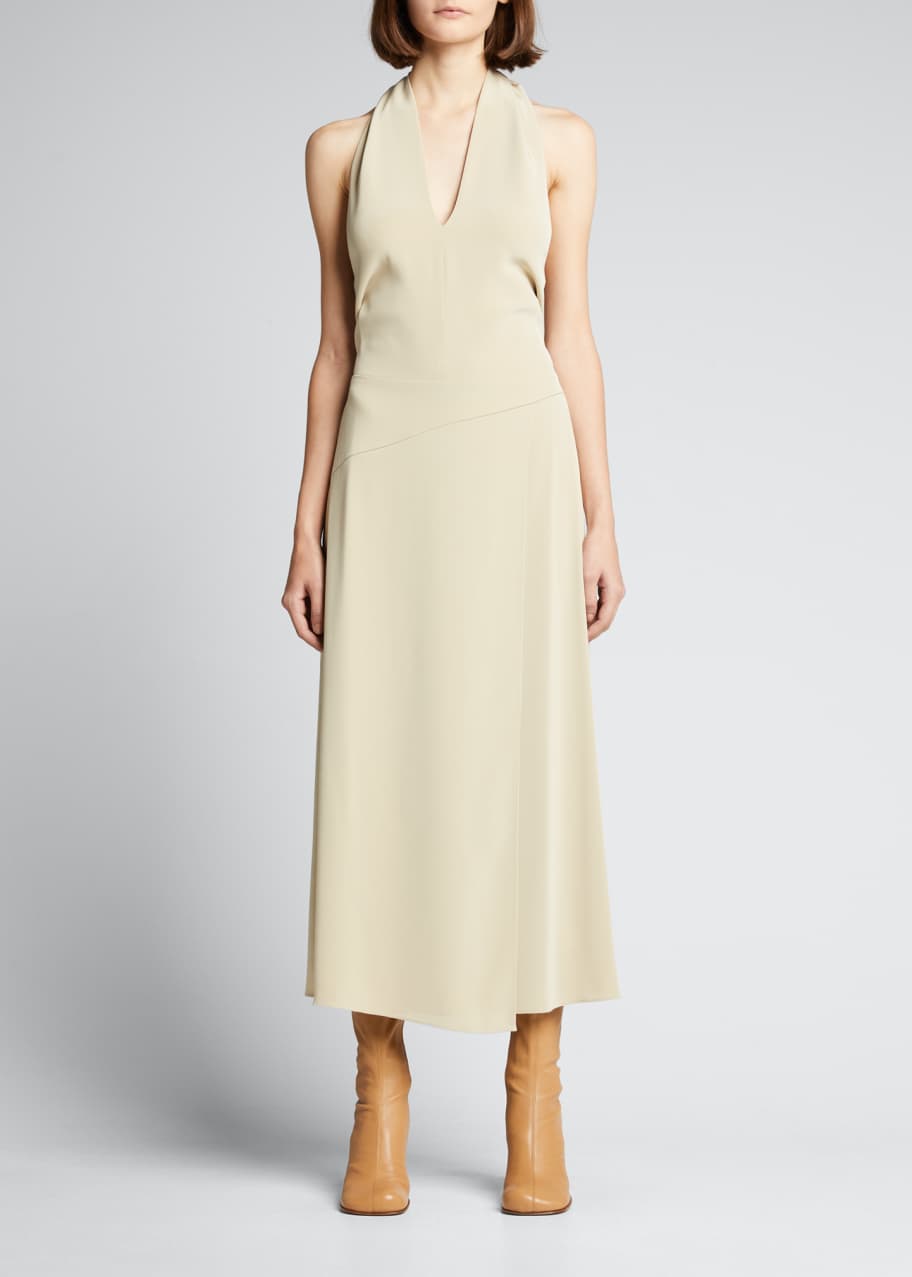 Vince Tie-Back Paneled Halter Midi Dress - Bergdorf Goodman