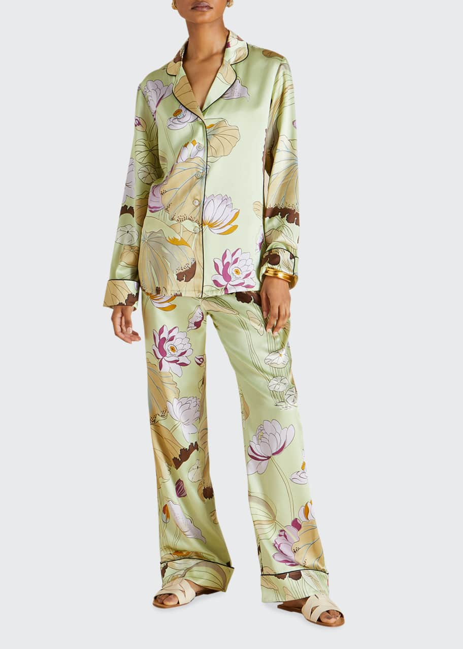 Olivia Von Halle Lila Floral-Print Silk Pajama Set - Bergdorf Goodman
