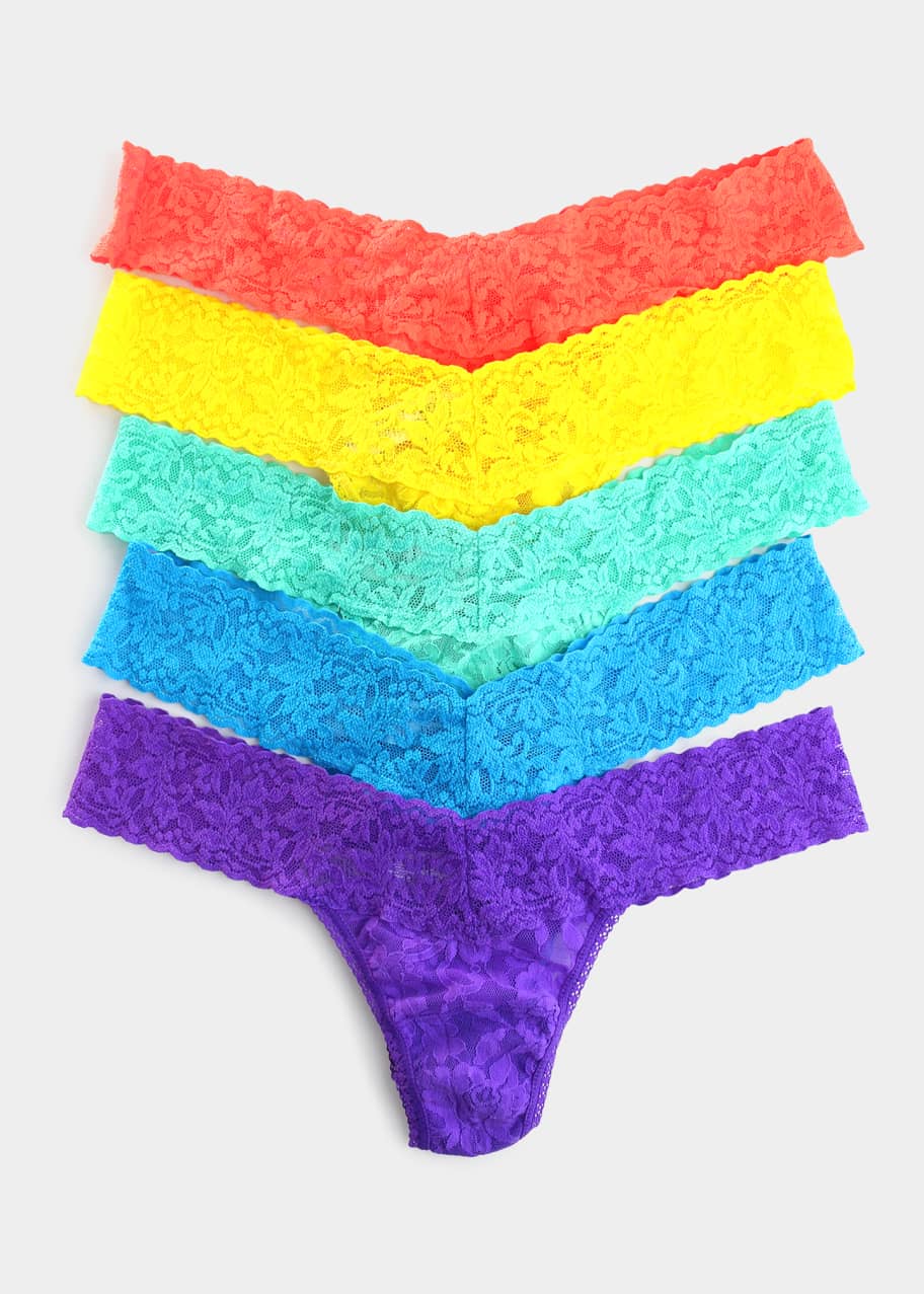 Hanky Panky 5Pack LowRise Multicolor Lace Thongs Bergdorf Goodman