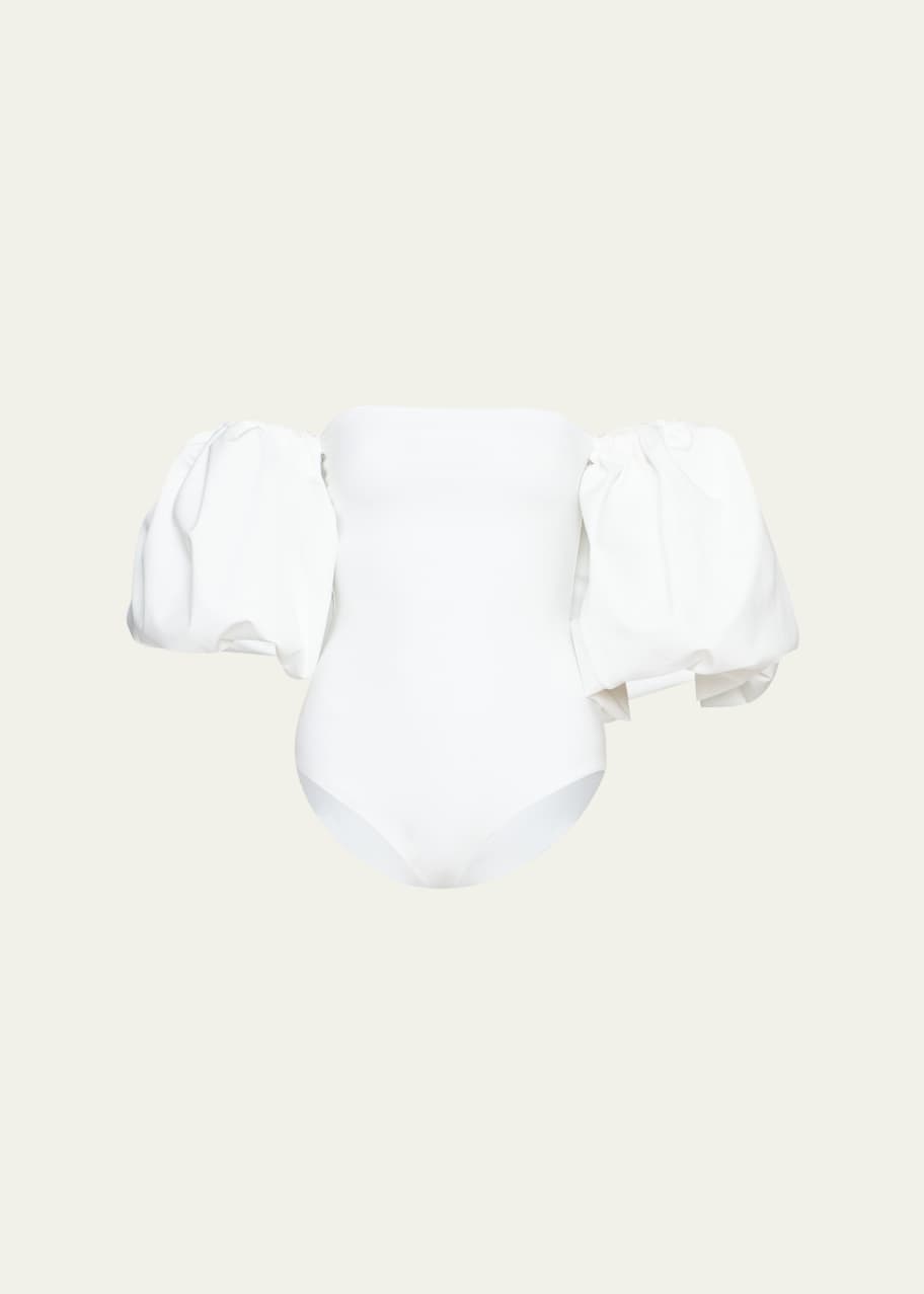 Image 1 of 1: Theo Blouson-Sleeve One-Piece Swimsuit